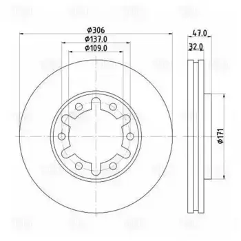 Тормозной диск TRIALLI DF 140123 вентилируемый передняя ось