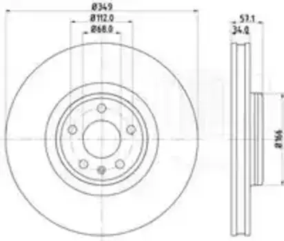 Тормозной диск TRIALLI DF 185112 вентилируемый передняя ось