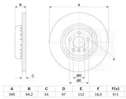 Тормозной диск TRIALLI DF 190435 вентилируемый задняя ось