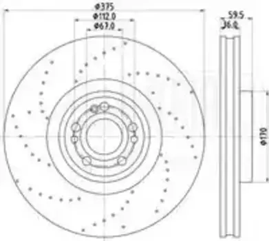Тормозной диск TRIALLI DF 190439 вентилируемый, перфорированный задняя ось