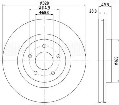 Тормозной диск TRIALLI DF 266009 вентилируемый передняя ось