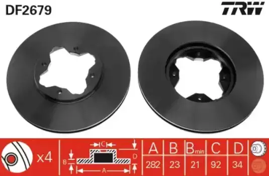 Тормозной диск TRW DF2679 вентилируемый передняя ось