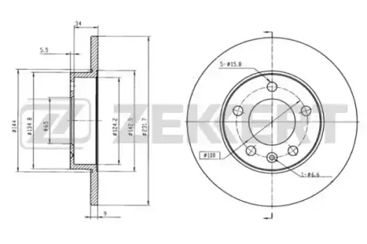 Тормозной диск ZEKKERT BS-5032 полный задняя ось
