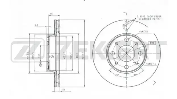 Тормозной диск ZEKKERT BS-6629