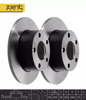 Тормозной диск ZENTPARTS Z05942 полный задняя ось