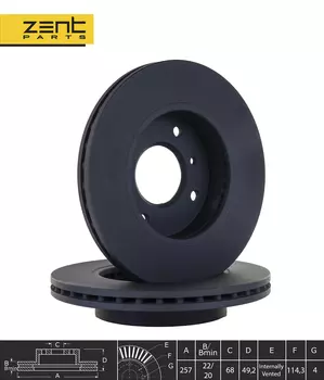 Тормозной диск ZENTPARTS Z05959 вентилируемый передняя ось