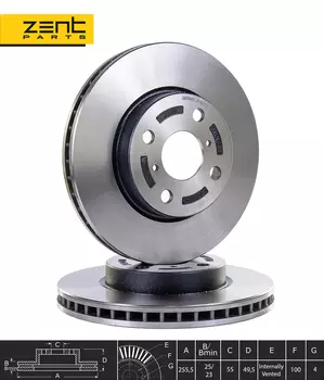 Тормозной диск ZENTPARTS Z05999 вентилируемый передняя ось