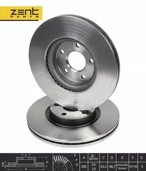 Тормозной диск ZENTPARTS Z06019 вентилируемый передняя ось