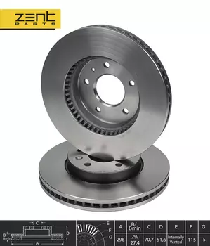 Тормозной диск ZENTPARTS Z06041 вентилируемый передняя ось