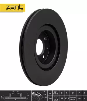 Тормозной диск ZENTPARTS Z06125 вентилируемый передняя ось