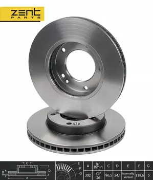 Тормозной диск ZENTPARTS Z06126 вентилируемый передняя ось