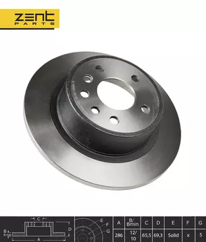 Тормозной диск ZENTPARTS Z06128 полный задняя ось