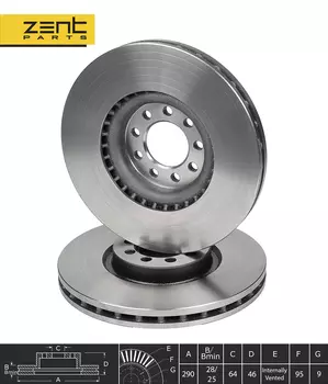 Тормозной диск ZENTPARTS Z06158 вентилируемый передняя ось