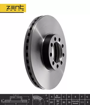 Тормозной диск ZENTPARTS Z06235 вентилируемый передняя ось