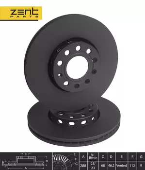 Тормозной диск ZENTPARTS Z06258 вентилируемый передняя ось
