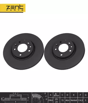 Тормозной диск ZENTPARTS Z06268 вентилируемый передняя ось