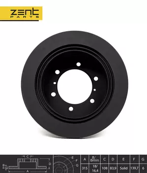 Тормозной диск ZENTPARTS Z06299 полный задняя ось