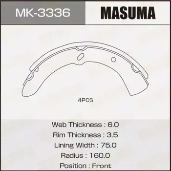 Тормозные колодки барабанные передняя ось MASUMA MK-3336