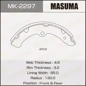 Тормозные колодки барабанные передняя ось задняя ось MASUMA MK-2297