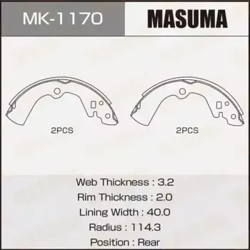 Тормозные колодки барабанные задняя ось MASUMA MK1170