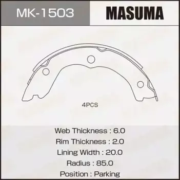 Тормозные колодки барабанные задняя ось MASUMA MK1503