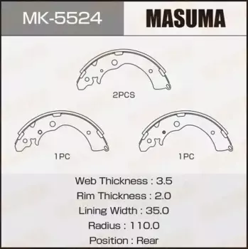 Тормозные колодки барабанные задняя ось MASUMA MK5524