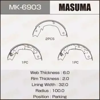 Тормозные колодки барабанные задняя ось MASUMA MK6903