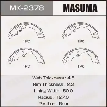 Тормозные колодки барабанные задняя ось MASUMA MK-2378