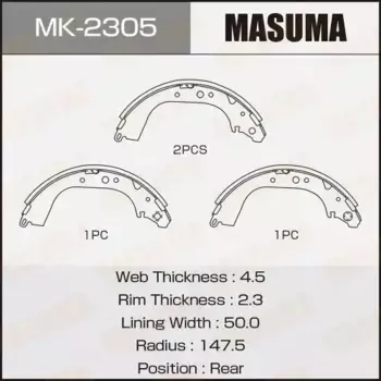 Тормозные колодки барабанные задняя ось MASUMA MK-2305
