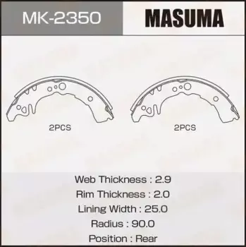Тормозные колодки барабанные задняя ось MASUMA MK-2350