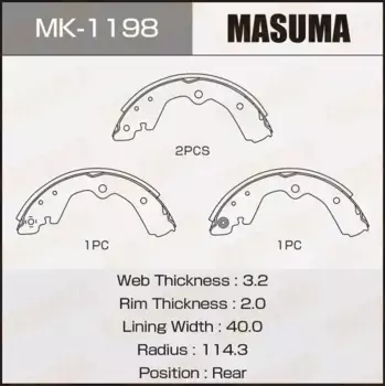 Тормозные колодки барабанные задняя ось MASUMA MK-1198