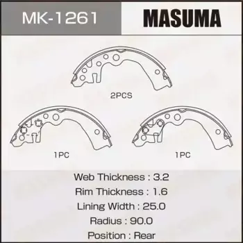 Тормозные колодки барабанные задняя ось MASUMA MK-1261