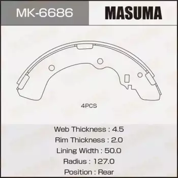 Тормозные колодки барабанные задняя ось MASUMA MK-6686