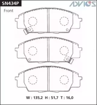 Тормозные колодки дисковые ADVICS SN434P