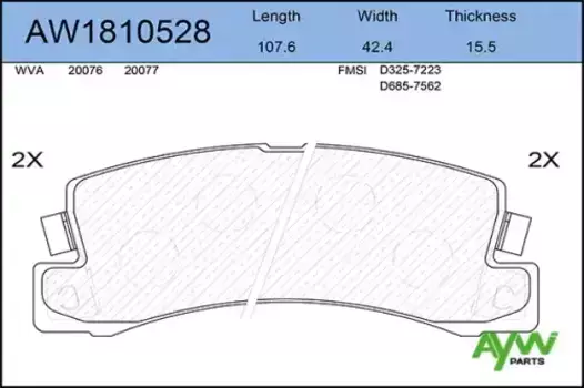 Тормозные колодки дисковые AYWIPARTS AW1810528