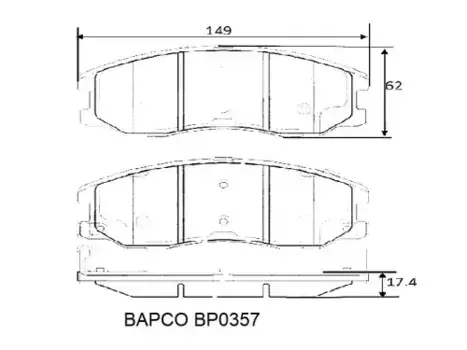Тормозные колодки дисковые BAPCO BP0357