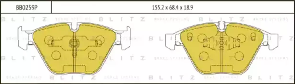 Тормозные колодки дисковые BLITZ BB0259P