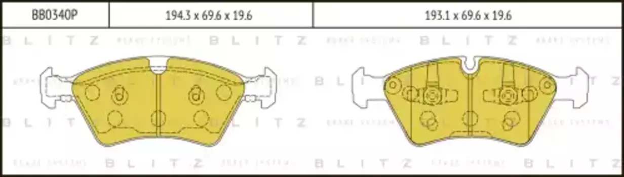 Тормозные колодки дисковые BLITZ BB0340P