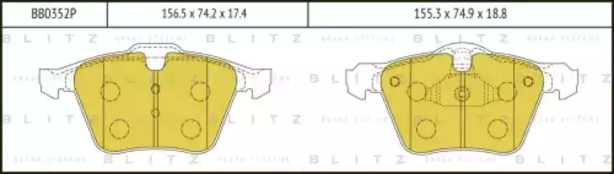 Тормозные колодки дисковые BLITZ BB0352P