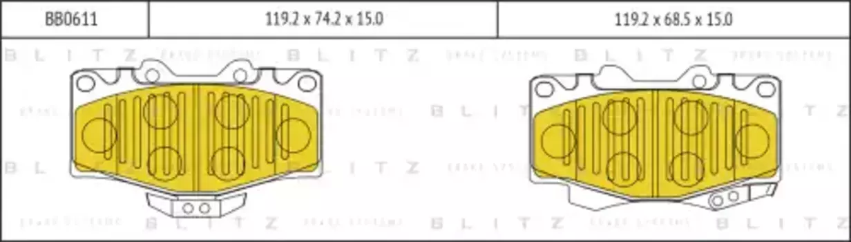 Тормозные колодки дисковые BLITZ BB0611