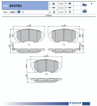 Тормозные колодки дисковые FOMAR FO854783