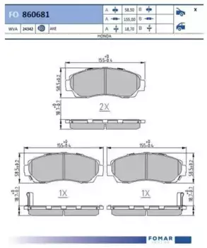 Тормозные колодки дисковые FOMAR FO860681