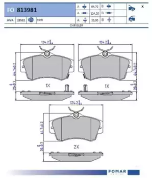 Тормозные колодки дисковые FOMAR FO 813981