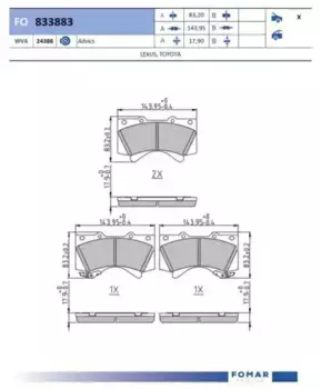 Тормозные колодки дисковые FOMAR FO 833883