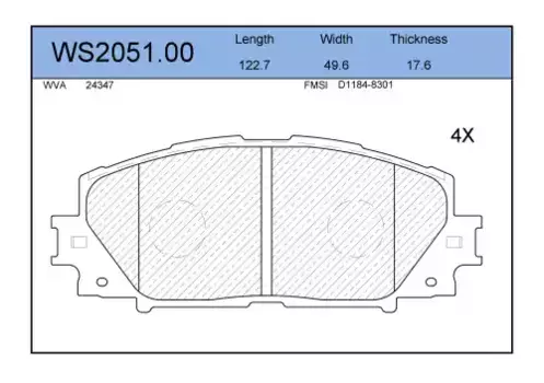 Тормозные колодки дисковые JEENICE WS205100