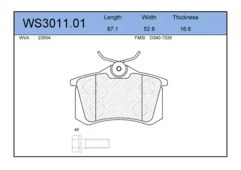 Тормозные колодки дисковые JEENICE WS301101
