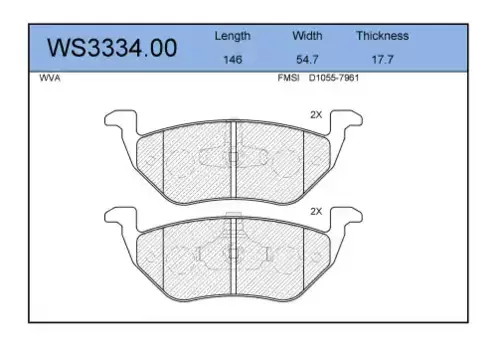 Тормозные колодки дисковые JEENICE WS3334.00
