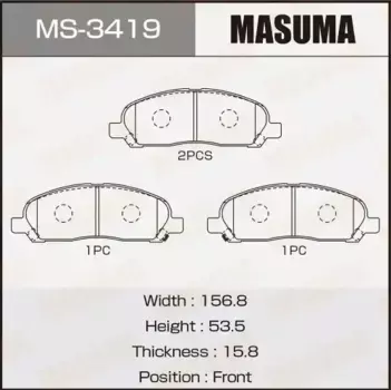 Тормозные колодки дисковые MASUMA MS-3419