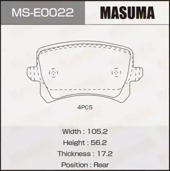 Тормозные колодки дисковые MASUMA MS-E0022