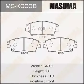 Тормозные колодки дисковые MASUMA MS-K0038